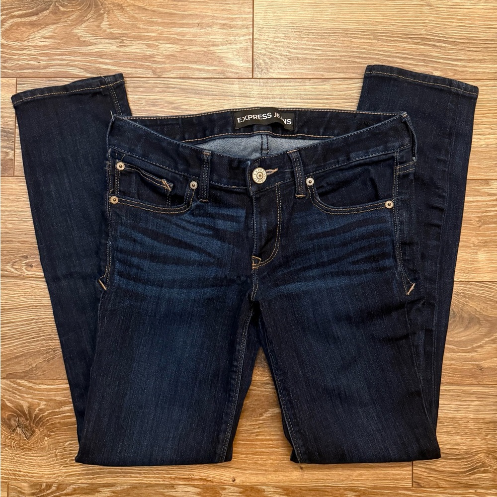 Express Women's Deep Indigo Stella Ankle Skinny Low Rise Jeans 0S